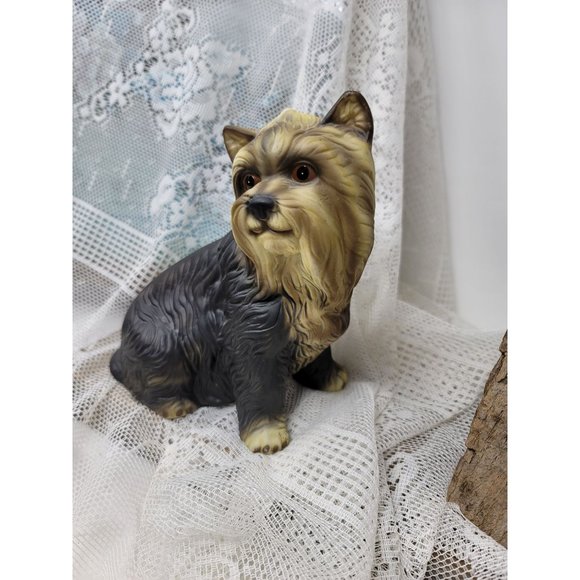 Vintage Yorkshire Terrier Porcelain Figurine Dog Figurine Yorkie 7" Tall - Picture 4 of 9